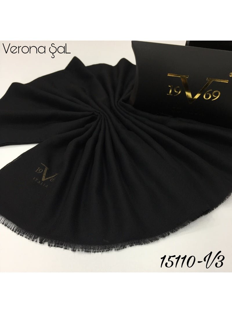 19v69 ITALIA Siyah Düz Dokuma Verona Seri Şal Askısı İle Birlikte 80x190 Cm
