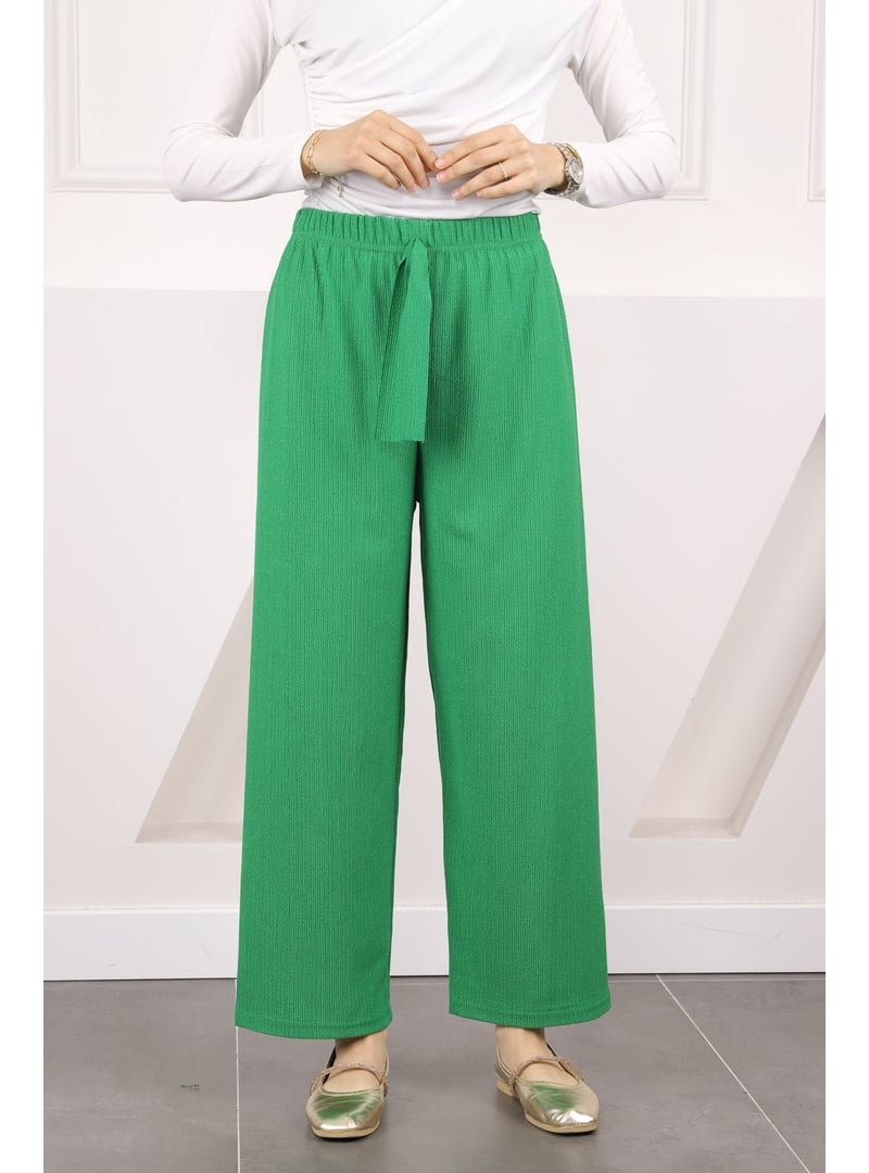 İmaj Butik Yeşil Bürümcük Bol Paça Pantolon
