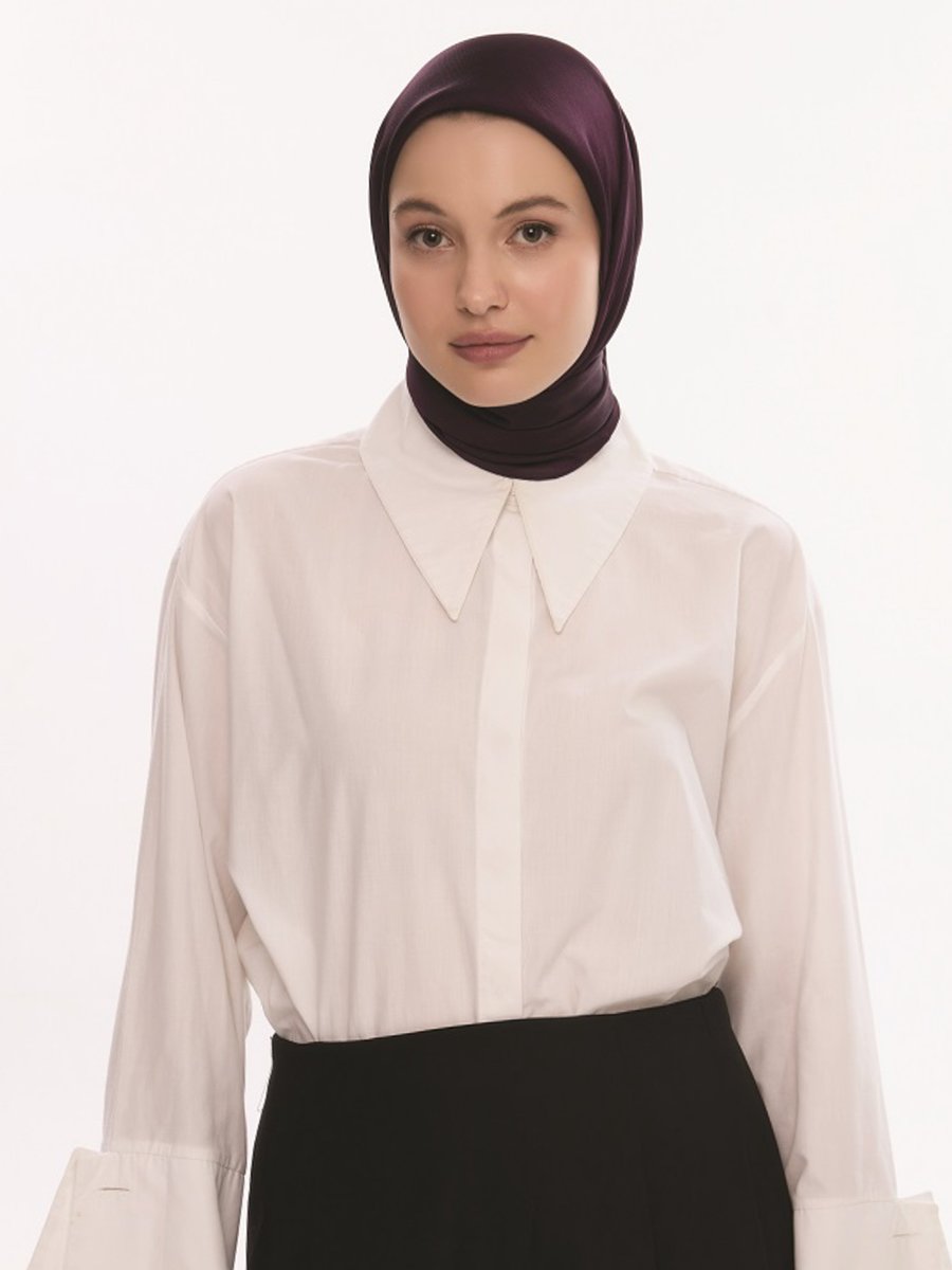 Camellia Scarfs Mürdüm İdol Saten Janjan Eşarp