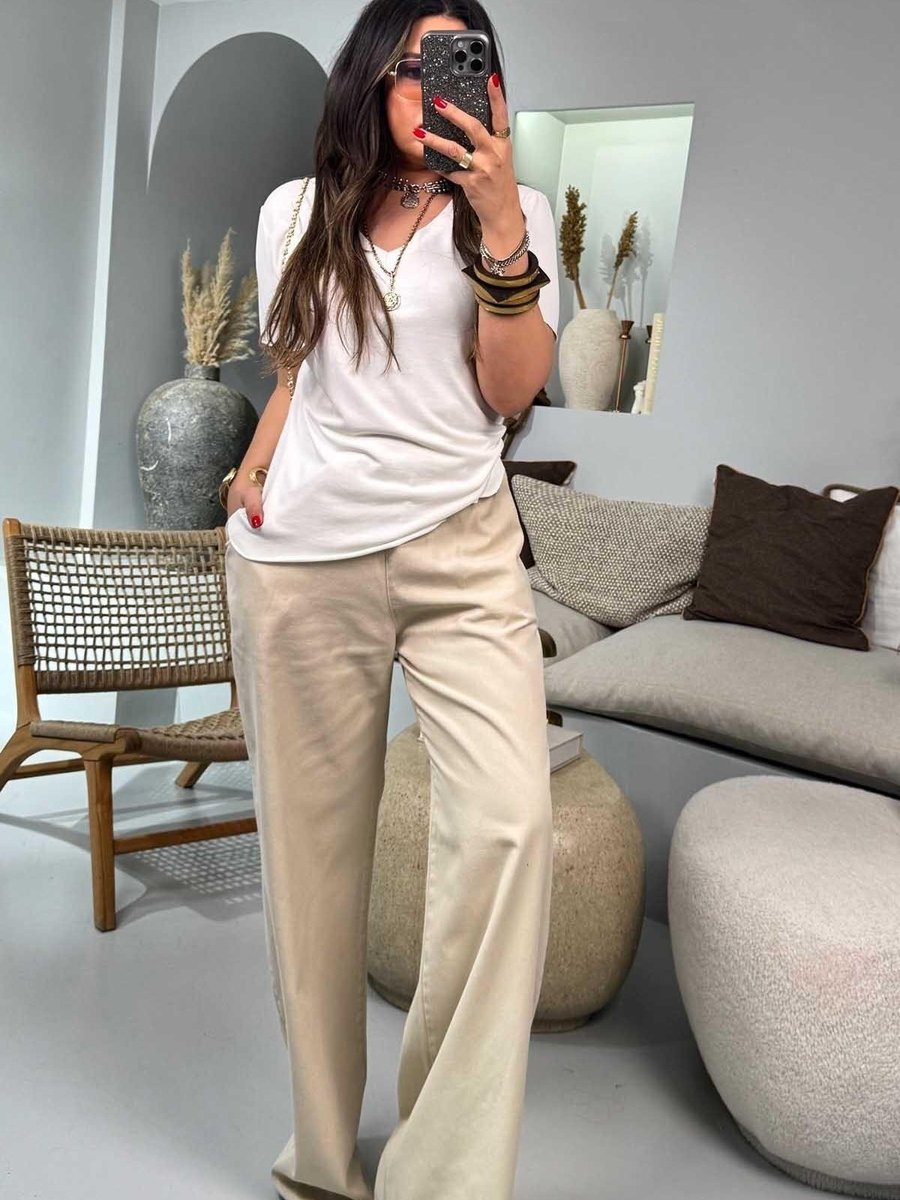 Sohotique By P Taş Gabardin Kumaş Beli Lastikli Palazzo Pantolon