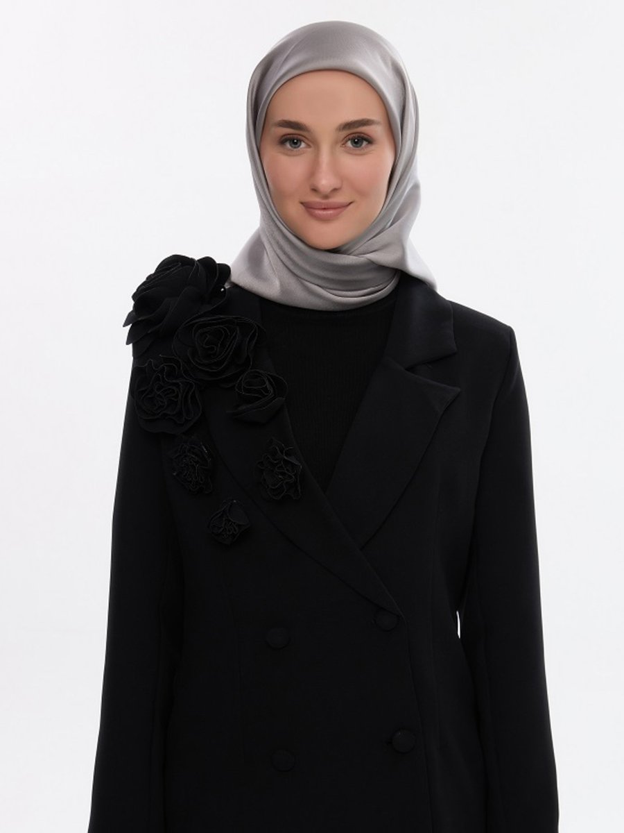 Camellia Scarfs Açık Gri İdol Saten Janjan Eşarp
