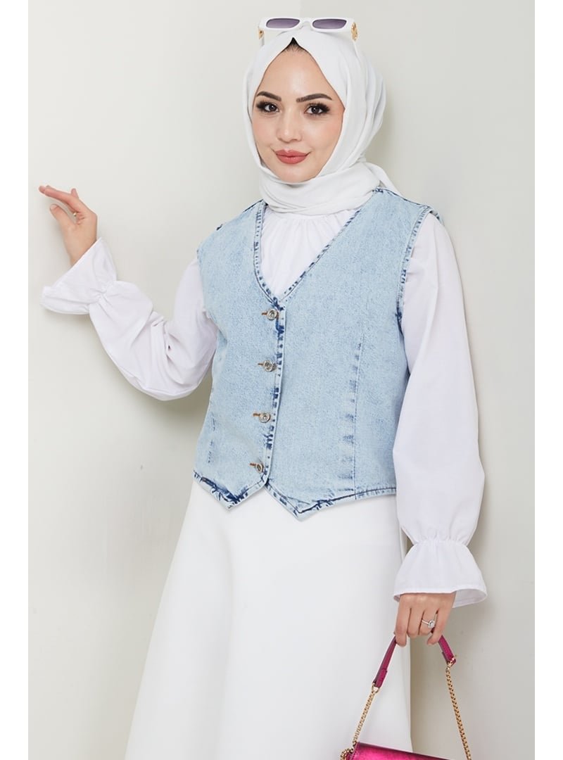 Bestenur Buz Mavi Asyel Kot Yelek