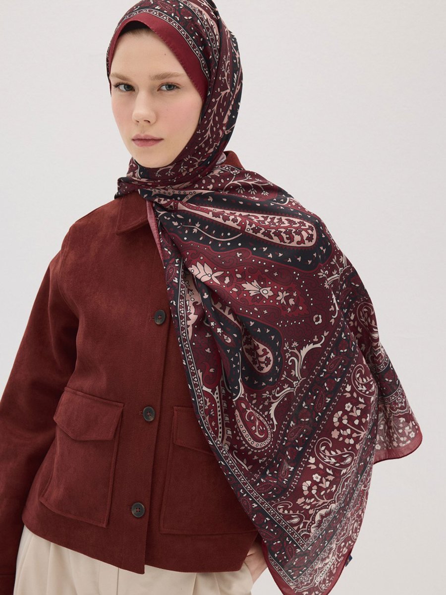 Camellia Scarfs Şal Siyah Bordo