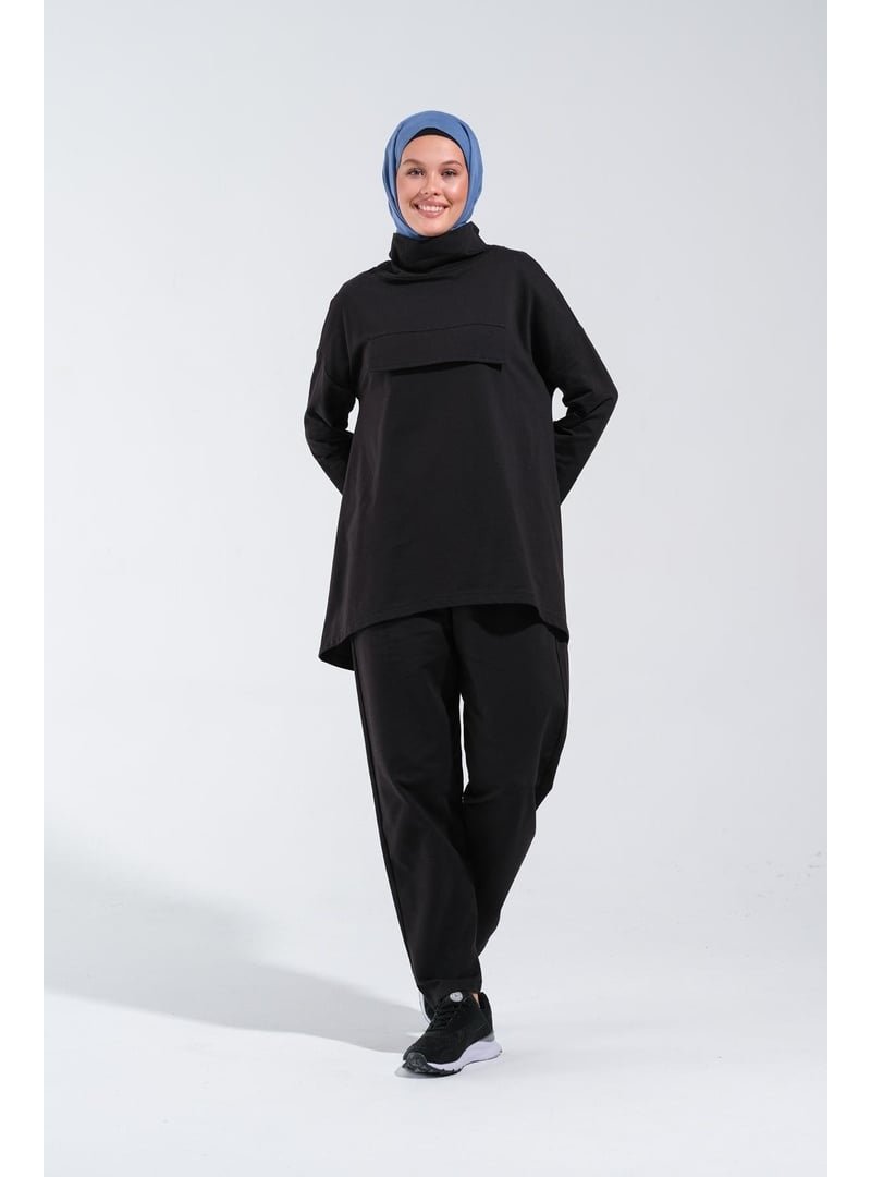 Plistre 2232_interlok Siyah Modern Tasarımlı Eşofman Takımı