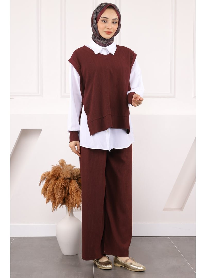 İmaj Butik Mürdüm 3'lü Kombin Takım