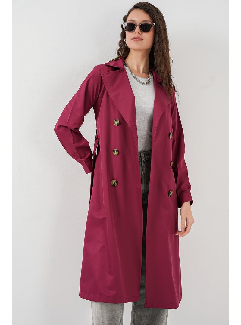 Bigdart Bordo Kruvaze Yaka Trençkot