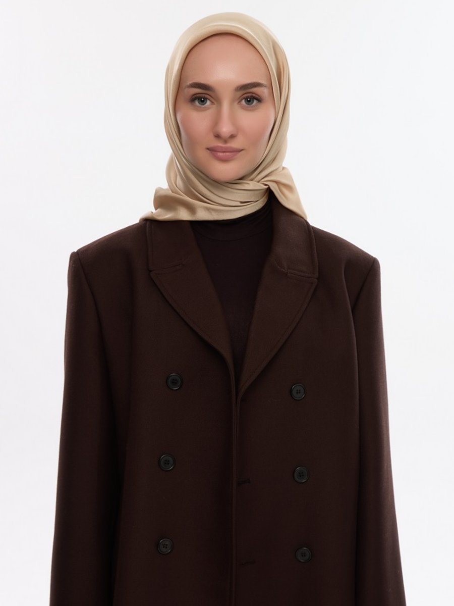 Camellia Scarfs İdol Saten Janjan Eşarp Açık Bisküvi