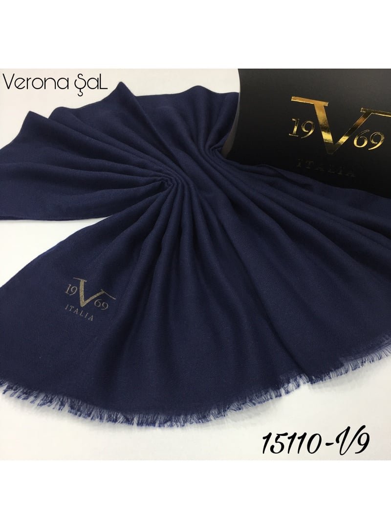 19v69 ITALIA Lacivert Düz Dokuma Verona Seri Şal Askısı İle Birlikte 80x190 Cm