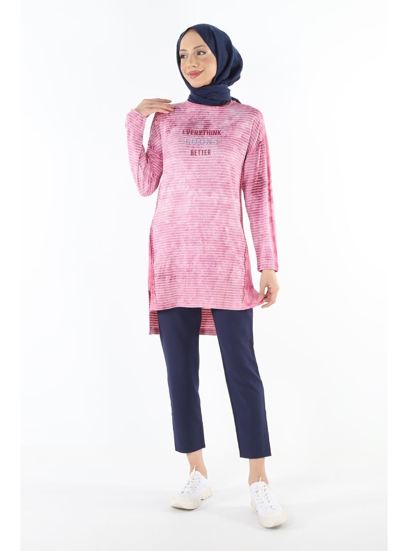 Plistre 2186_batik Desen Görünümlü Baskılı Tunik