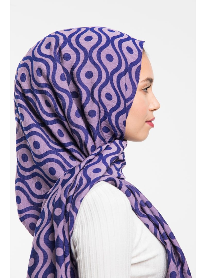 19v69 ITALIA Lila Helezon Desen Jakarlı Modal Seri Şal Askısı İle Birlikte 75x200 Cm Mor