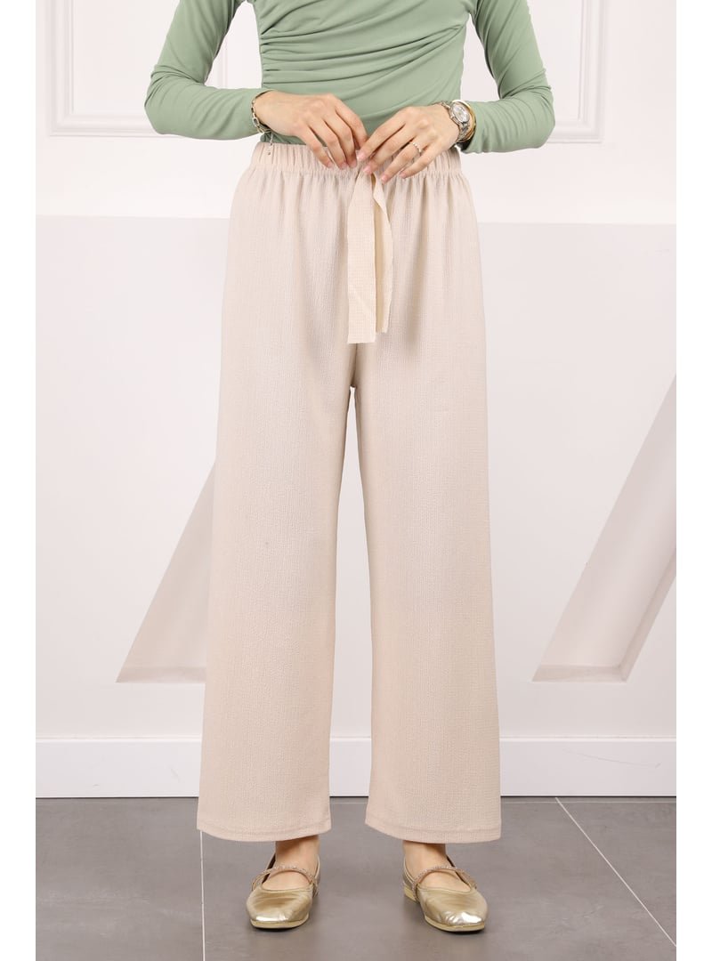 İmaj Butik Bej Bürümcük Bol Paça Pantolon