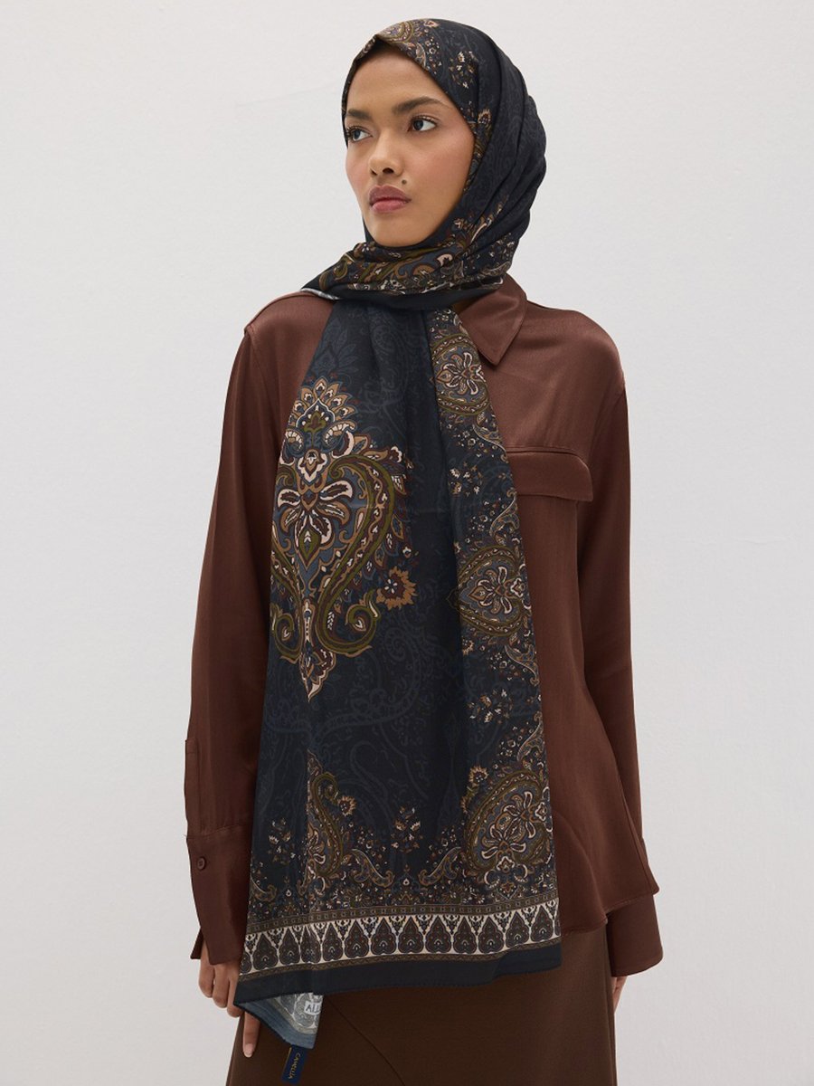 Camellia Scarfs Yeşil Siyah Şal