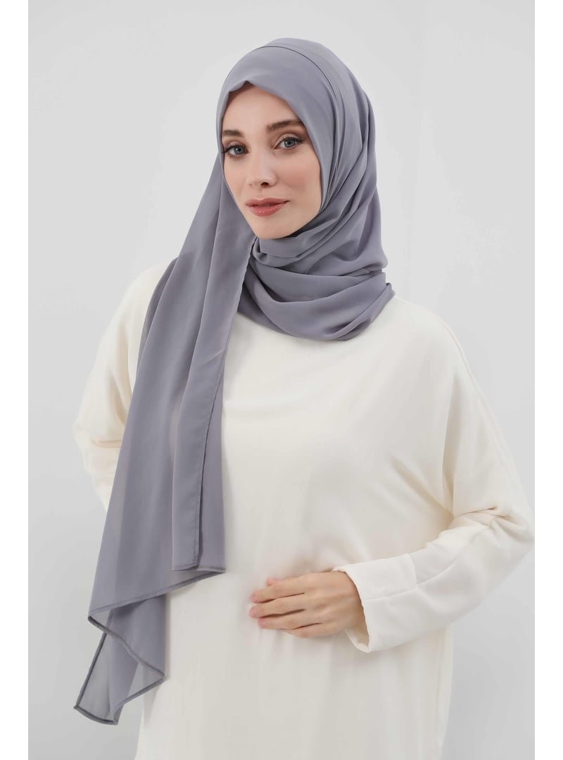 Aisha`s Design Gri Klasik Tasarım Pratik Şifon Şal,ps
