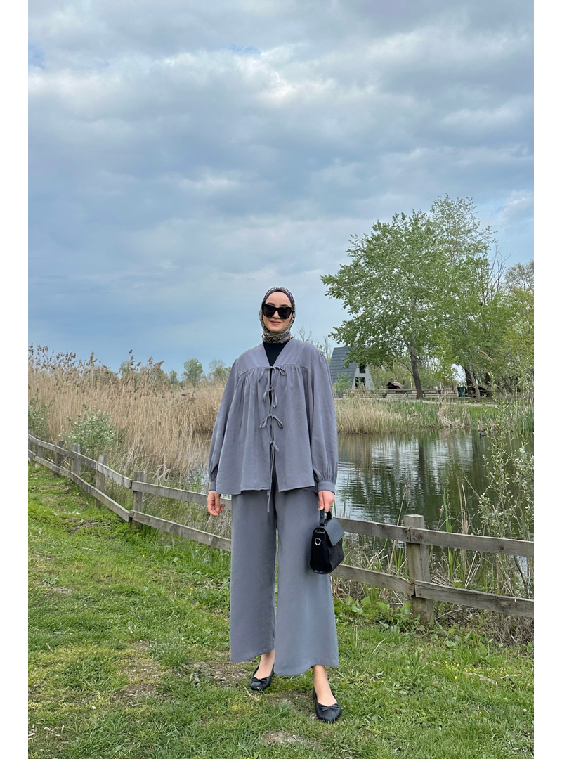 Locco Moda Antrasit Önden Bağlamalı Cupra Takım