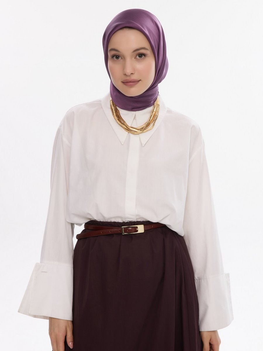 Camellia Scarfs Açık Mürdüm İdol Saten Janjan Eşarp