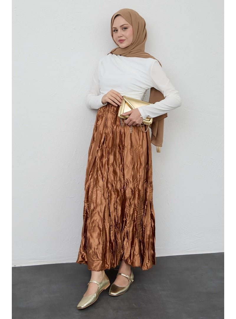 InStyle Saten Kraş Camel Etek