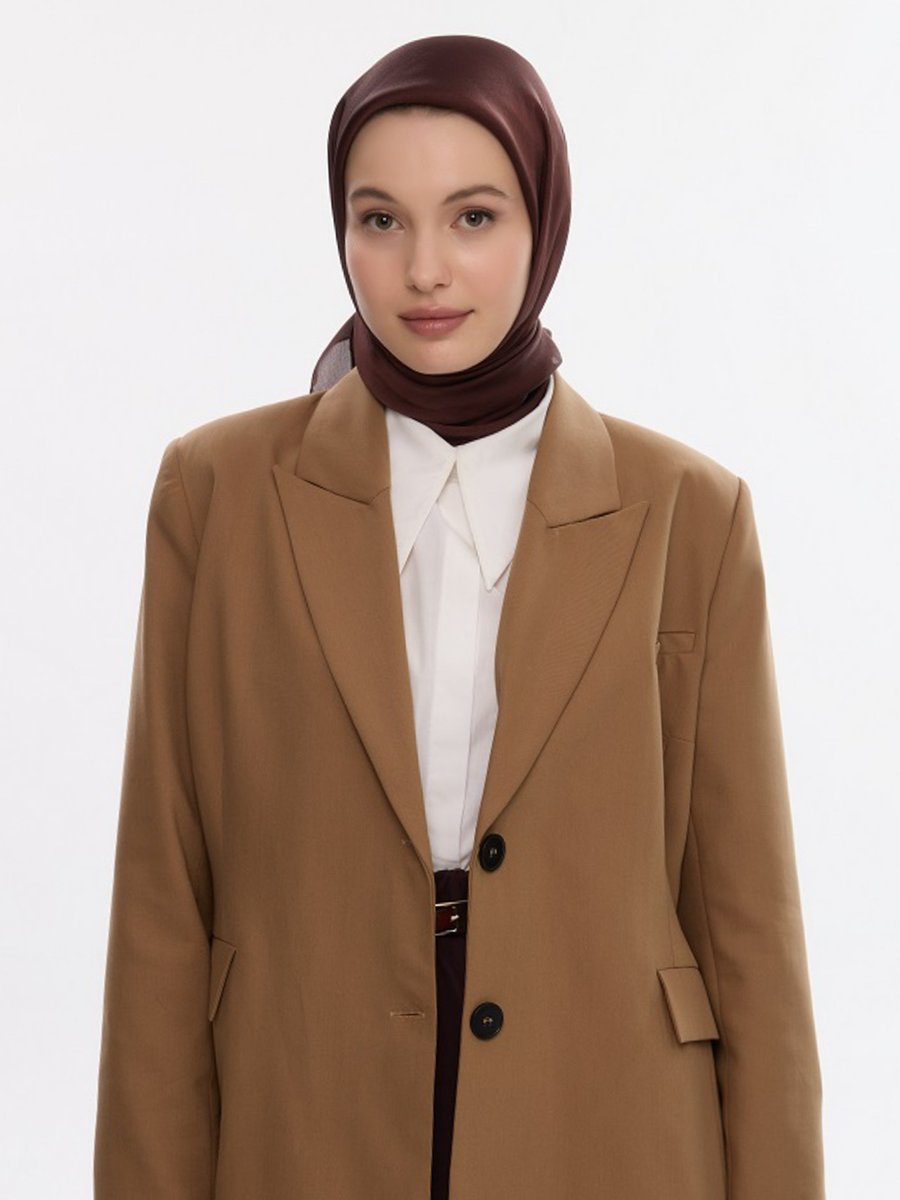 Camellia Scarfs Açık Kahve İdol Saten Janjan Eşarp