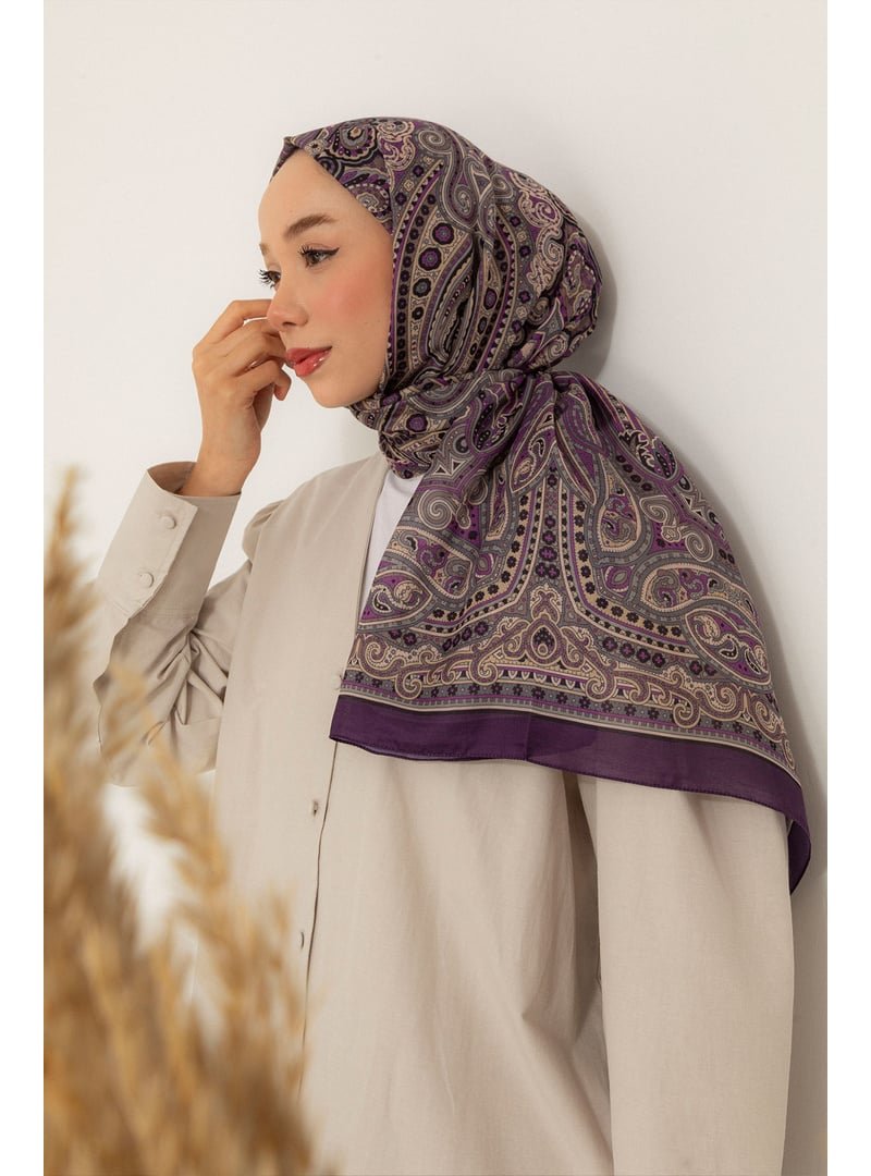 Locco Moda Mor Retro Desen Soft Şal