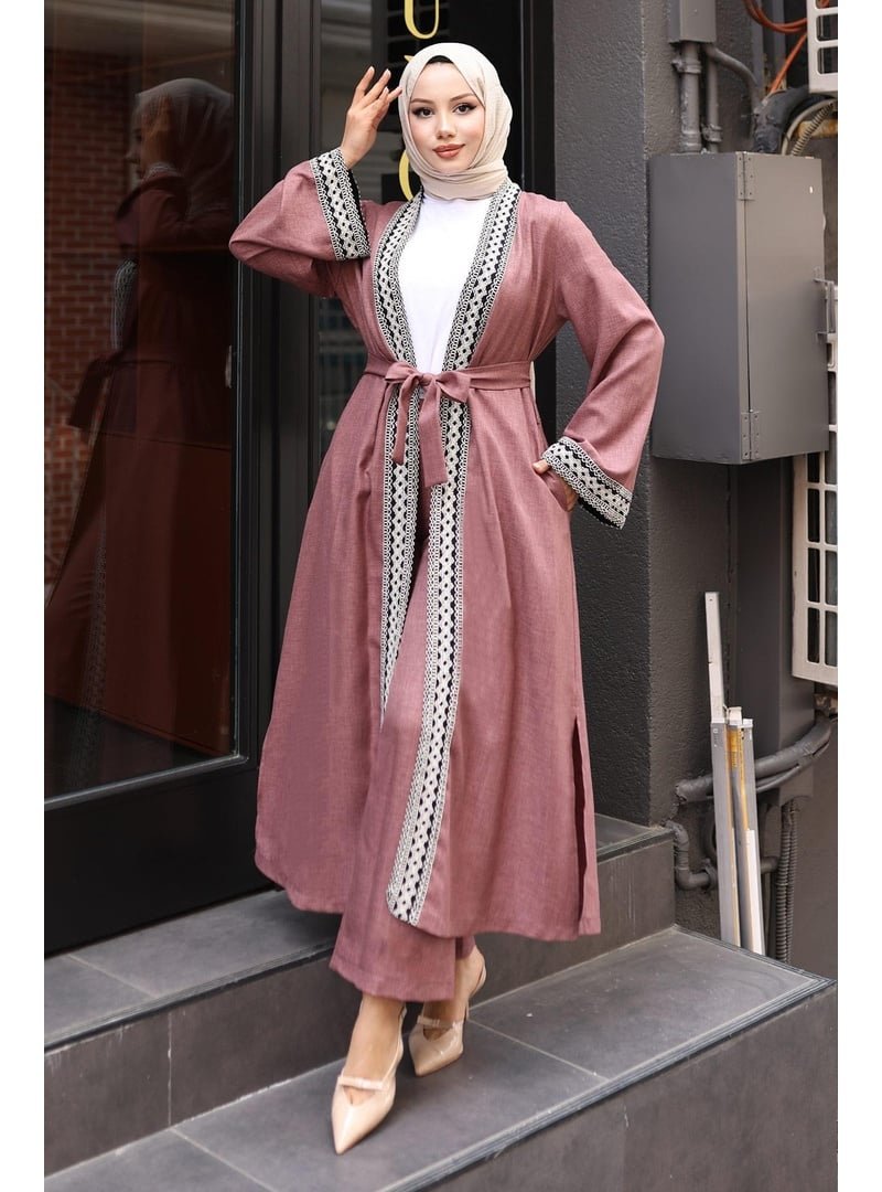 MISSVALLE Gül Kurusu Etnik Desenli Kimono Takım