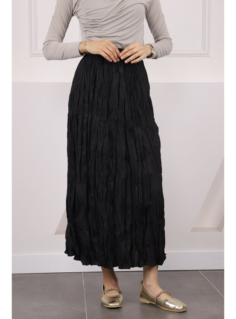 İmaj Butik Siyah Bel Lastikli Kraş Etek