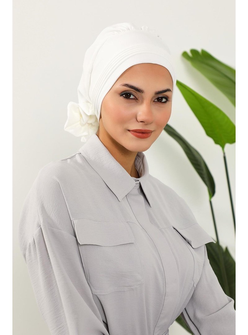 Aisha`s Design 31a Ecru Aerobin Kumaş Hazır Türban,ht