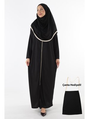 Plistre 2199_ Tek Parça Kaymaz Başörtülü Ve Fermuarlı Namaz Elbisesi Bone Takmaya Son Ferace