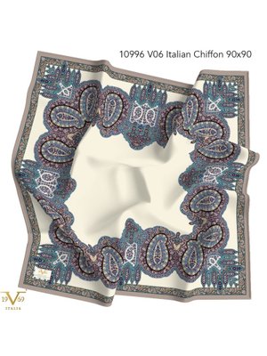 19v69 ITALIA Vizon Etro Desen İtalyan Şifon Seri Eşarp Askısı İle Birlikte 90x90 Cm