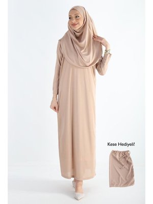 Plistre 2133_outlet Tek Parça Kaymaz Başörtülü Namaz Elbise
