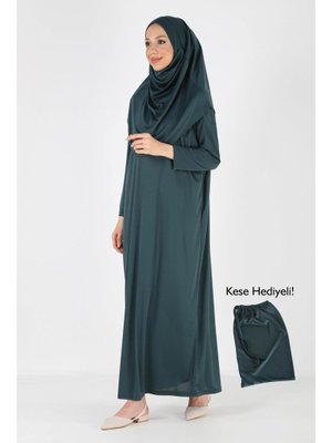 Plistre 2133_tek Parça Kaymaz Başörtülü Namaz Elbisesi Boneye Son