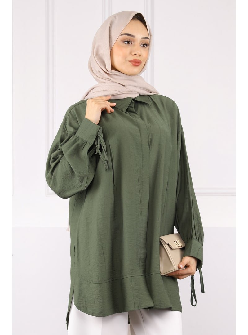 İmaj Butik Haki Kol Bağlamalı Tunik
