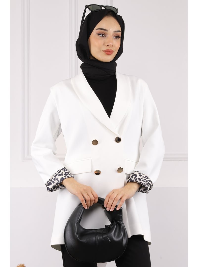 İmaj Butik Ekru Kravuze Yaka Blazer Ceket