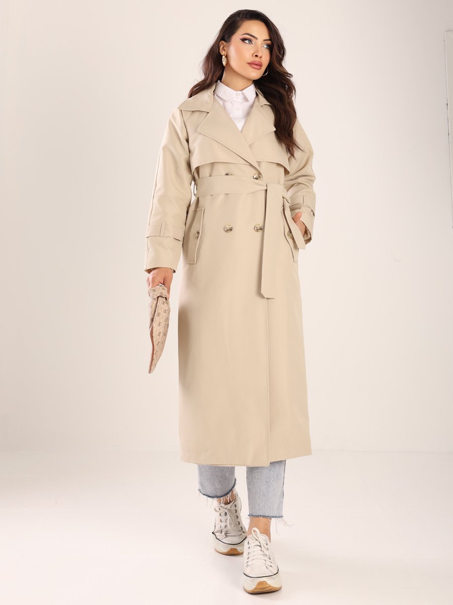 Sahra Afra Taş Rengi Sprıng Kadın Oversize Trençkot