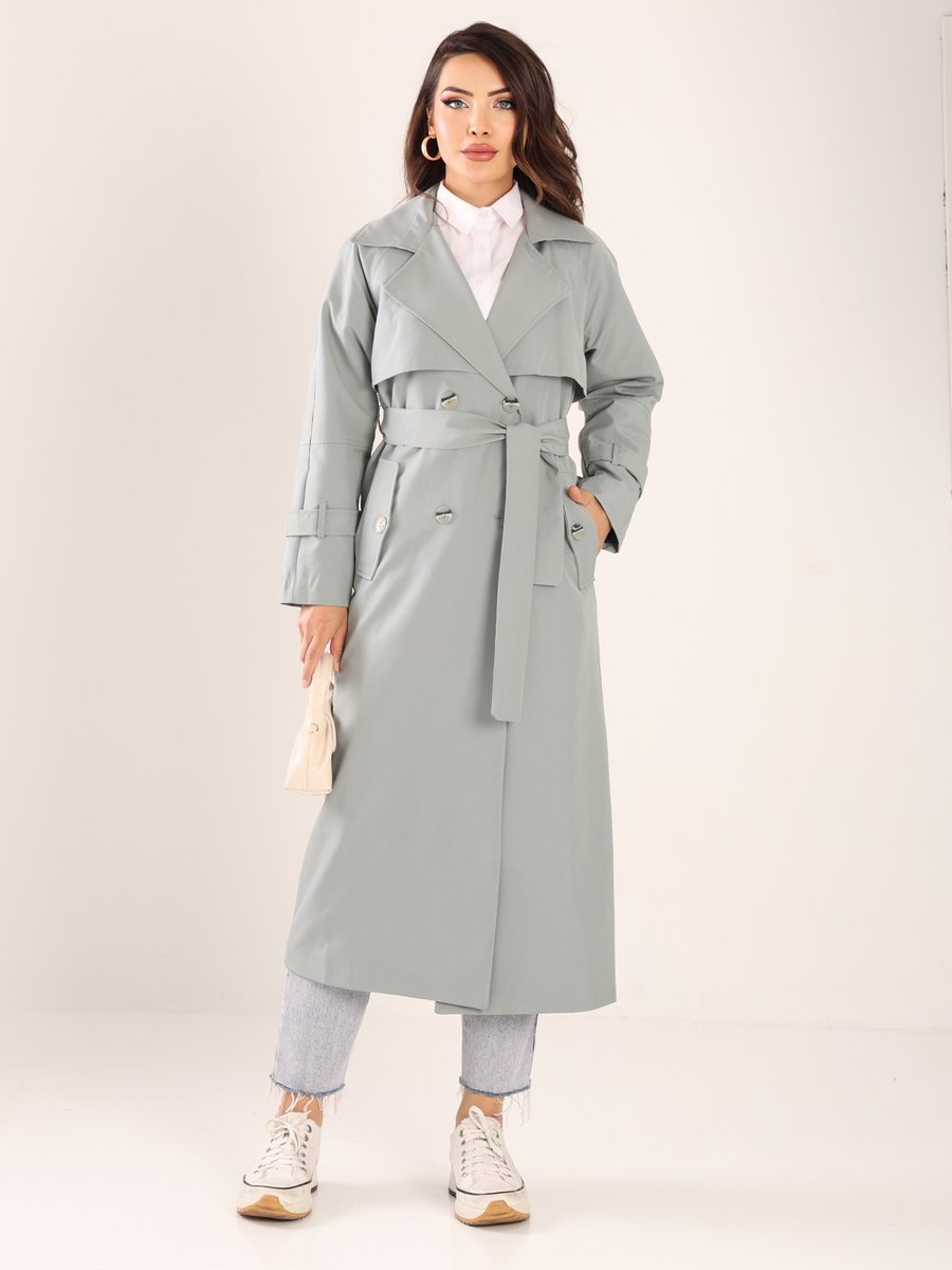 Sahra Afra Bebe Mavisi Sprıng Kadın Oversize Trençkot