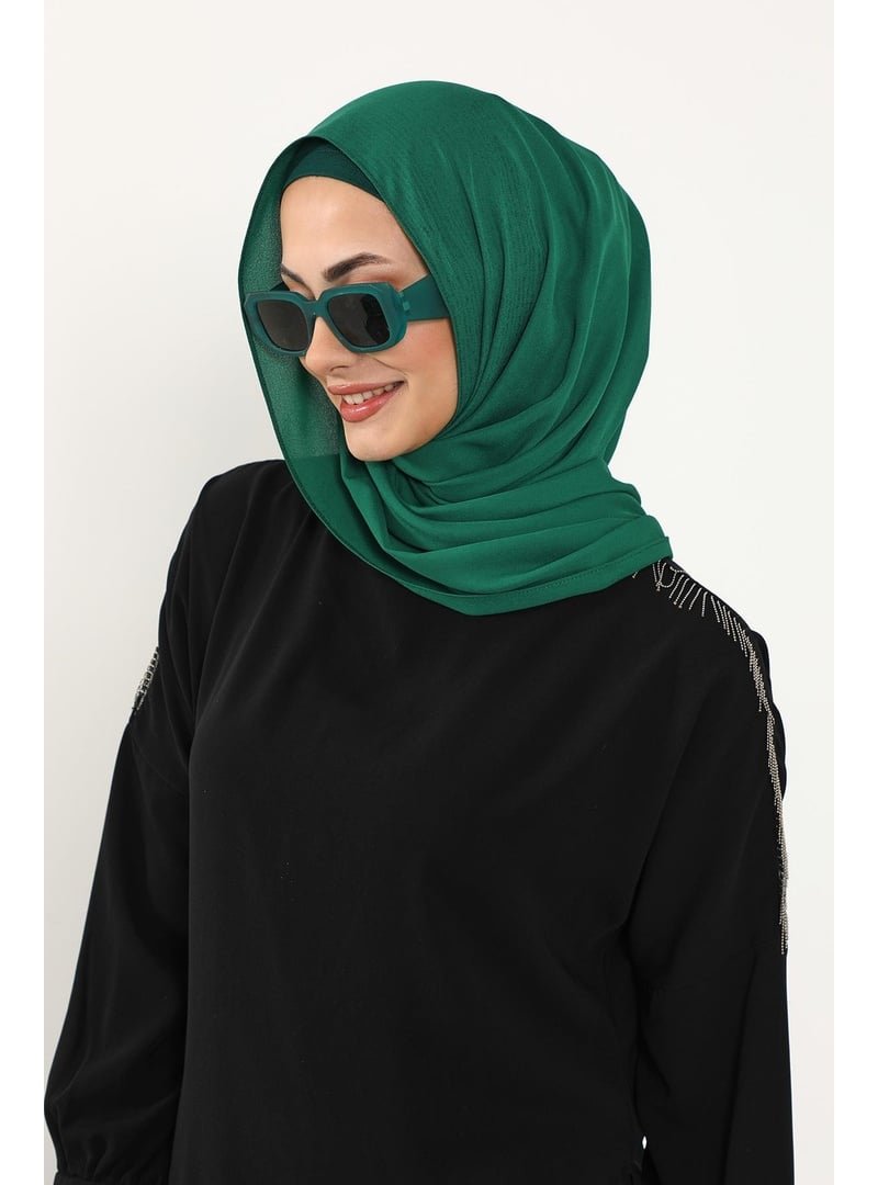 Aisha`s Design Yeşil Krep Şal & Penye Bone İkili Takım,ps