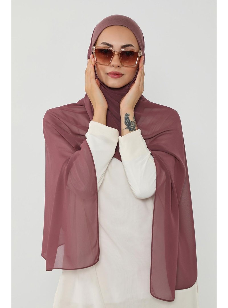 Aisha`s Design Gül Kurusu Penye İç Boneli Pratik Şifon Şal,ps
