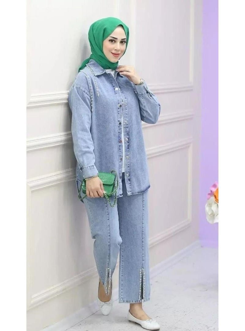 Harmatime butik Ceket Pantolon İkili Kot Takım