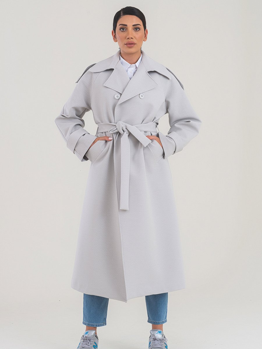 Sahra Afra Gri Creed Kadın Oversize Trençkot