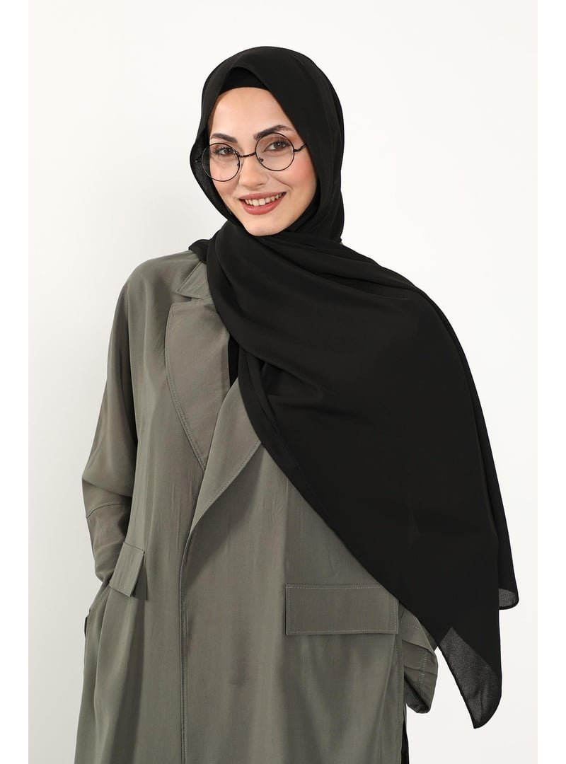 Aisha`s Design Siyah Krep Şal & Penye Bone İkili Takım,ps