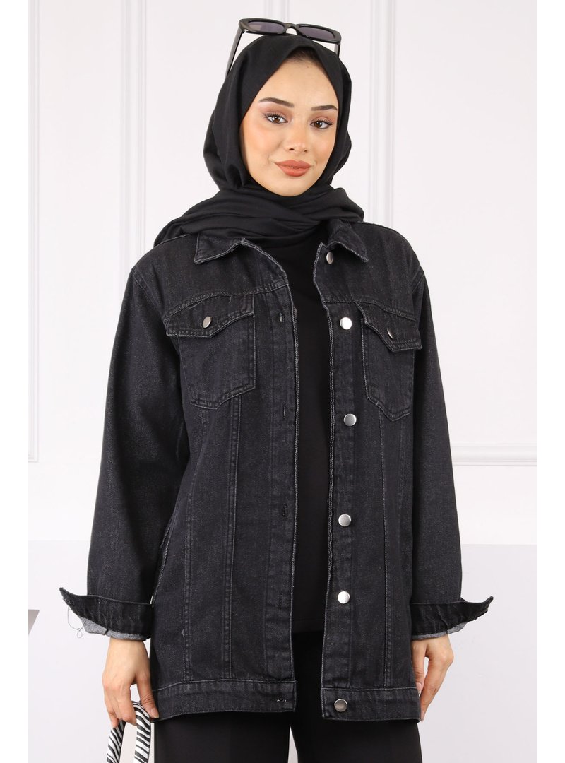 İmaj Butik Antrasit Cepli Kot Ceket