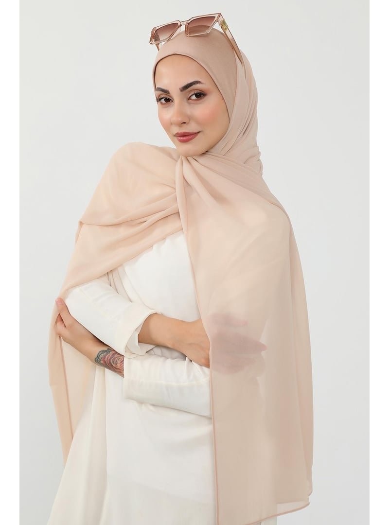 Aisha`s Design Açık Vizon Penye İç Boneli Pratik Şifon Şal,ps