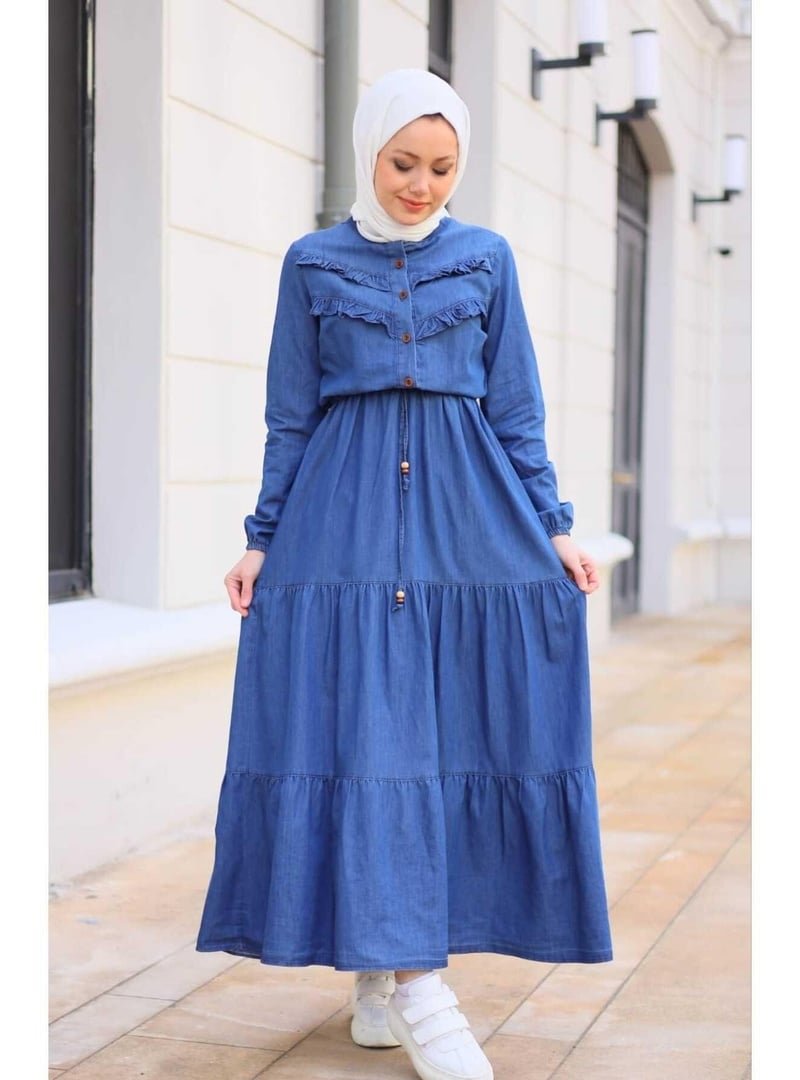Harmatime butik Fır Fırlı Denim Kot Elbise