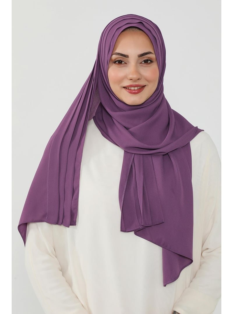 Aisha`s Design Mor Penye İç Boneli Pileli Krep Şal,ps