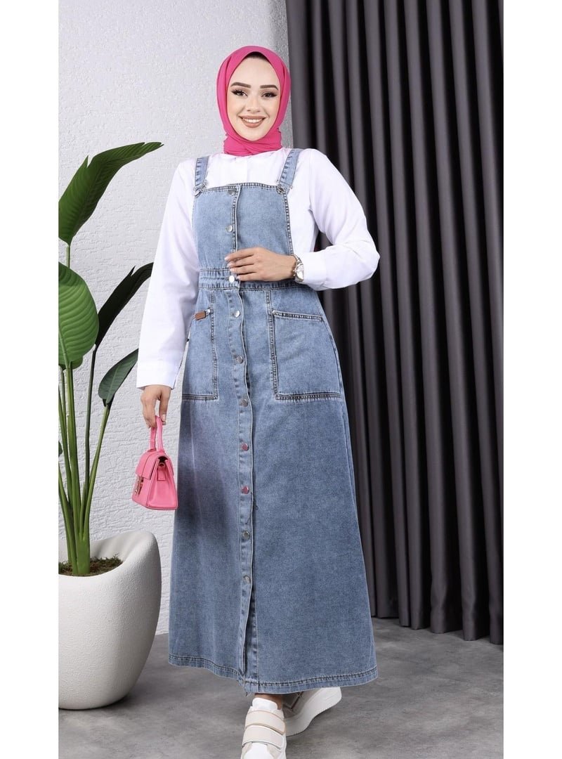 Harmatime butik Kar Yıkamalı Kot Salopet