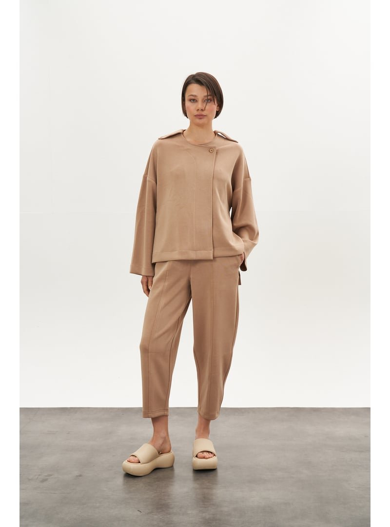 Mevra Camel Önü Dikişli Modal Pantolon