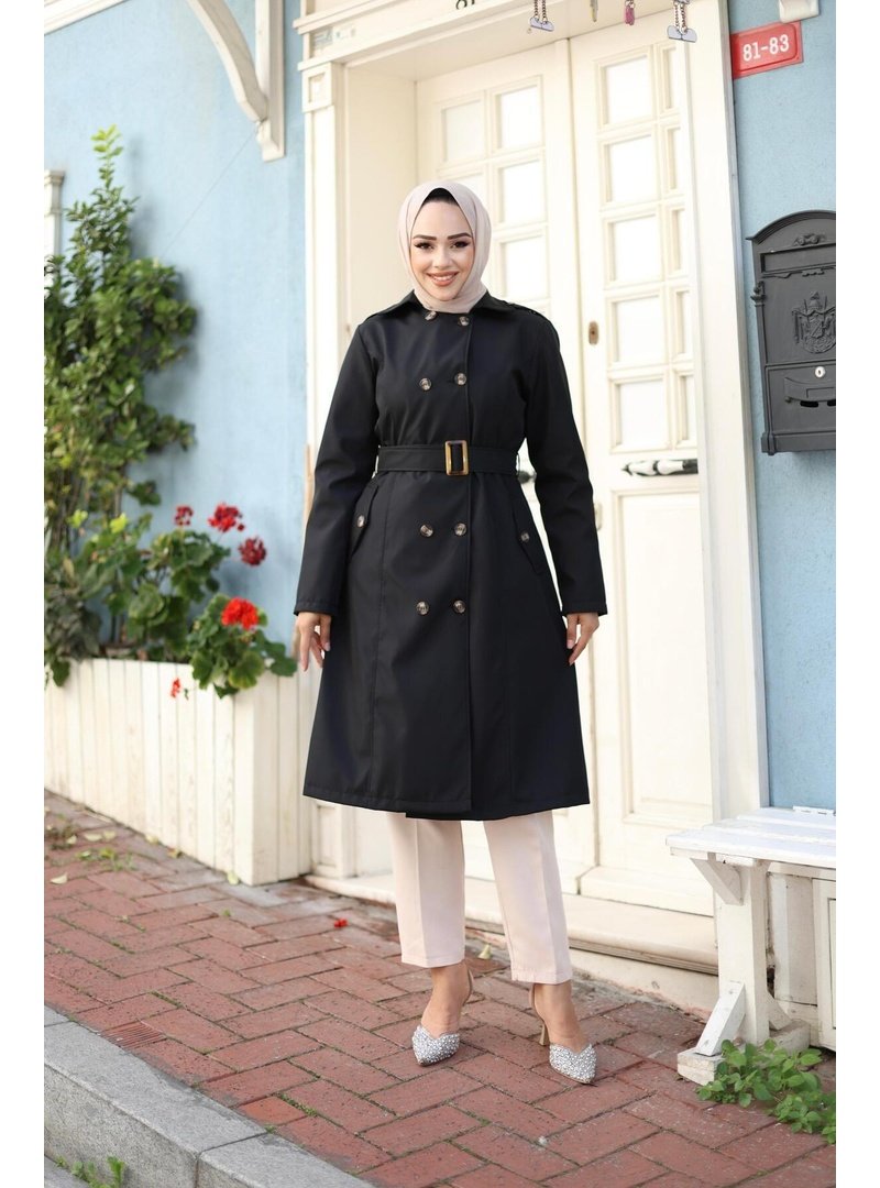 Harmatime butik Kemerli Düğmeli Trençkot