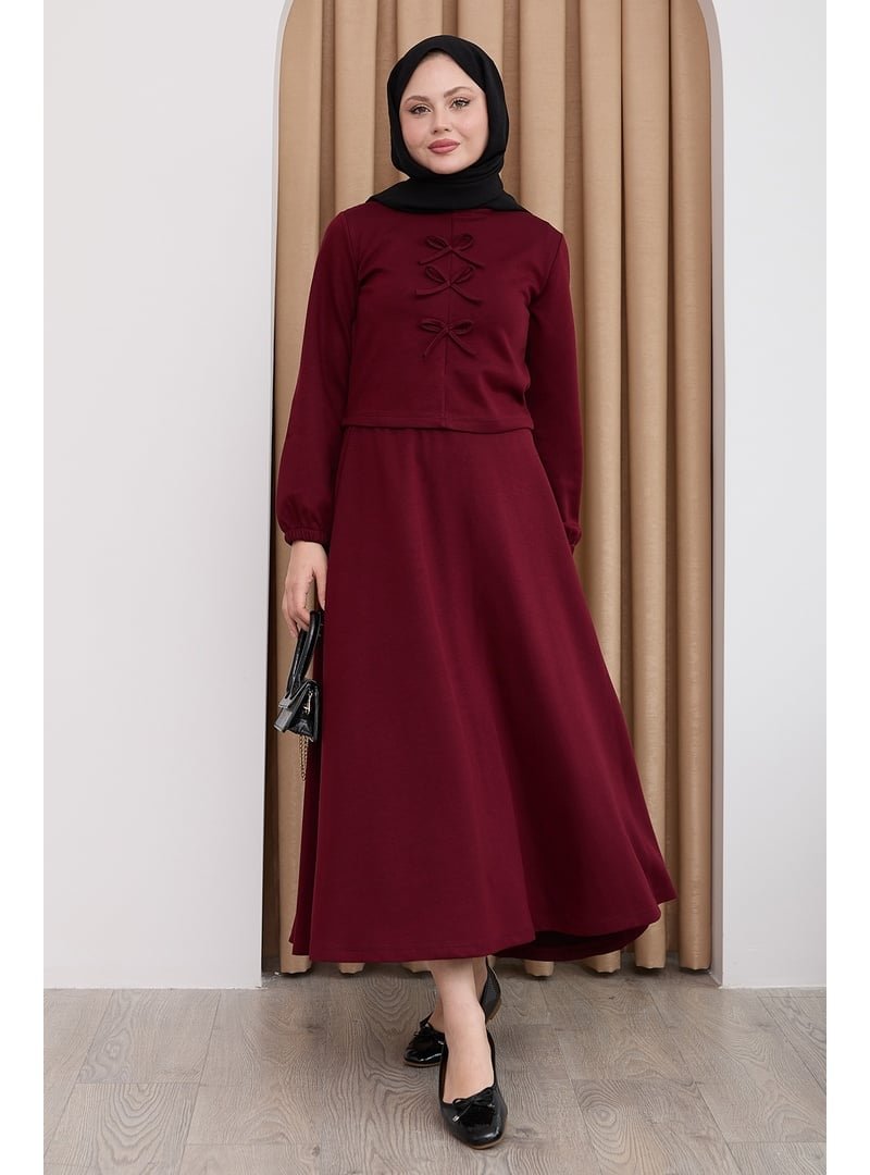 InStyle Modal Kurdele Detay Etekli Bordo Takım