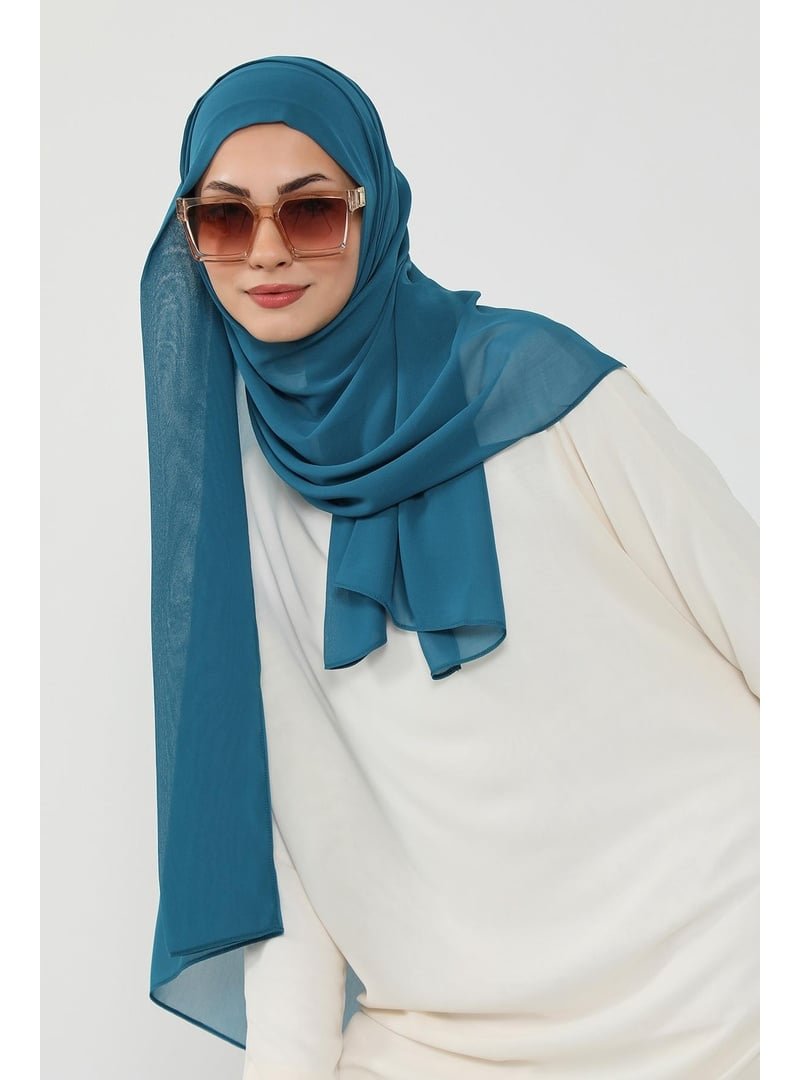 Aisha`s Design Petrol Penye İç Boneli Pratik Şifon Şal,ps