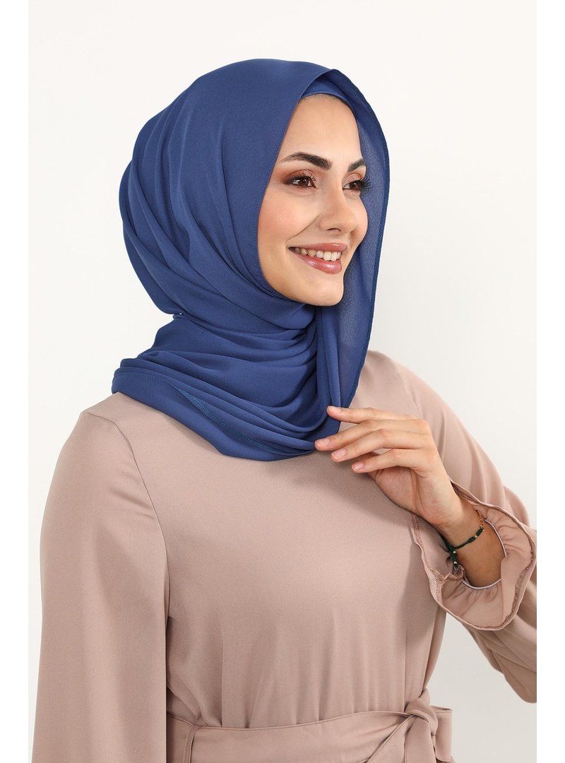 Aisha`s Design İndigo Krep Şal & Penye Bone İkili Takım,ps