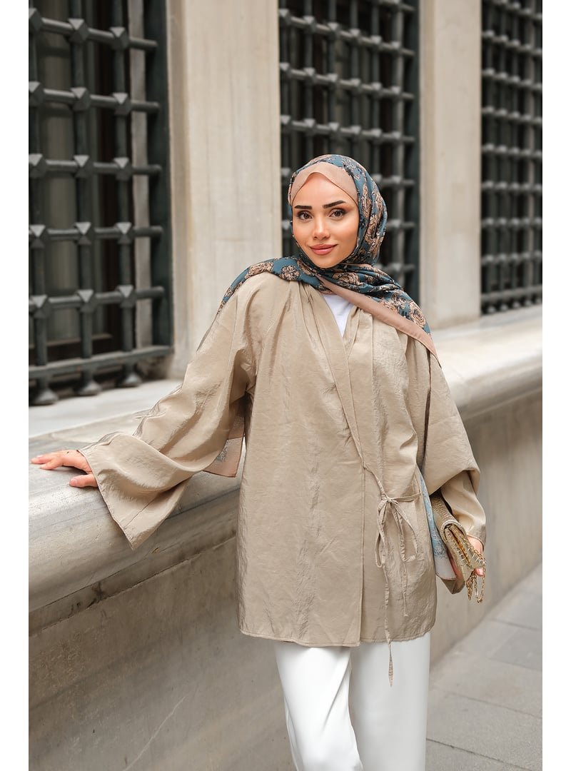 Locco Moda Vizon Yakası Pile Detaylı Kimono
