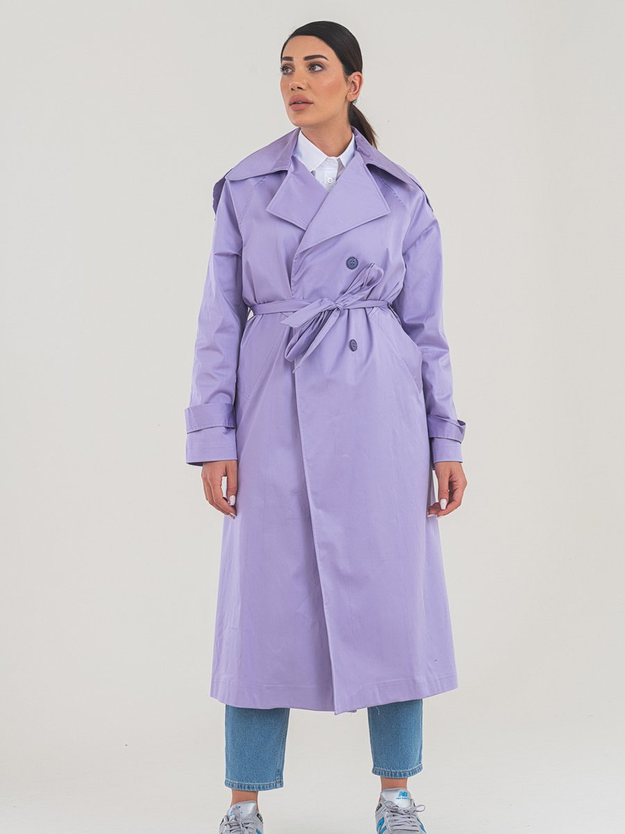 Sahra Afra Lila Creed Kadın Oversize Trençkot